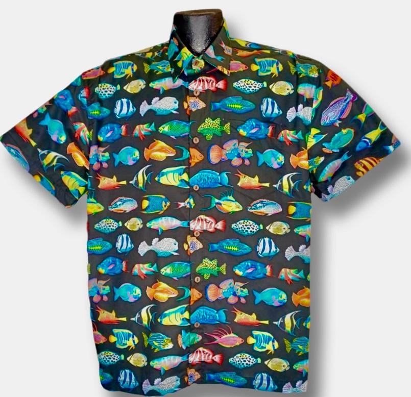 ふるさと割】 HAWAIIAN SS38576 SHIRT FISH” “TROPICAL トップス